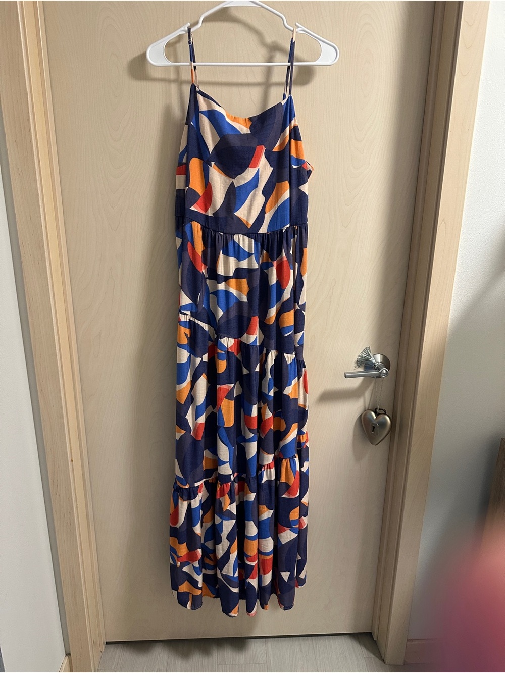 Nine West Tierd Asymmetric Maxi Sleeveless Dress Square Neckline Large
